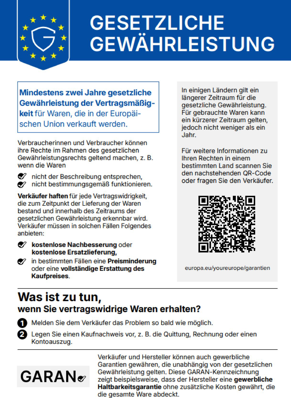 Gewährleistungslabel der EU